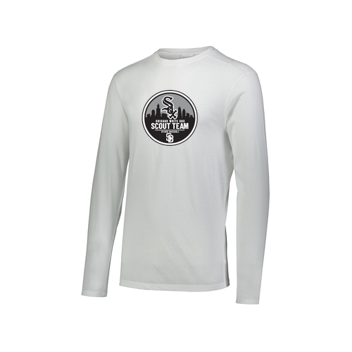[FTLCUBWH-AXS-LOGO3] Decker Men's Tri-Blend T-Shirt - Long Sleeve (Adult XS, White, Logo 3)