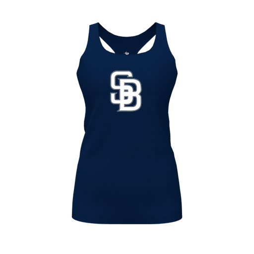 [CUS-DFW-RCBK-PER-NVY-FYS-LOGO2] Racerback Tank Top (Female Youth S, Navy, Logo 2)