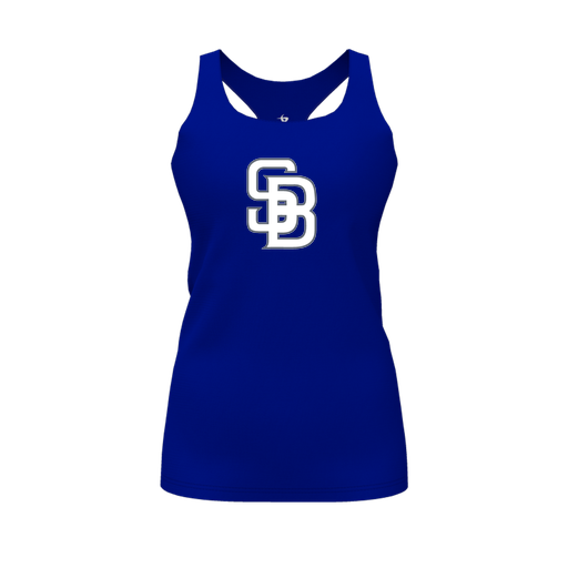 [CUS-DFW-RCBK-PER-RYL-FYS-LOGO2] Racerback Tank Top (Female Youth S, Royal, Logo 2)
