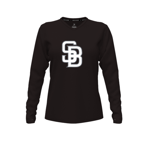 [CUS-DFW-TEES-CMF-VNK-LSL-BLK-FYXS-LOGO2] Comfort T-Shirt (Female Youth XS, Black, V Neck, Logo 2, Long Sleeve)