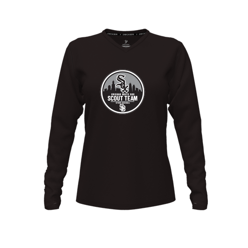 [CUS-DFW-TEES-CMF-VNK-LSL-BLK-FYXS-LOGO3] Comfort T-Shirt (Female Youth XS, Black, V Neck, Logo 3, Long Sleeve)