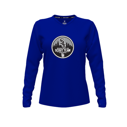 [CUS-DFW-TEES-CMF-VNK-LSL-RYL-FYXS-LOGO3] Comfort T-Shirt (Female Youth XS, Royal, V Neck, Logo 3, Long Sleeve)