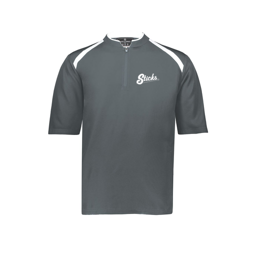 [229581-AS-GRY-LOGO1] Men's Dugout Short Sleeve Pullover (Adult S, Gray, Logo 1)