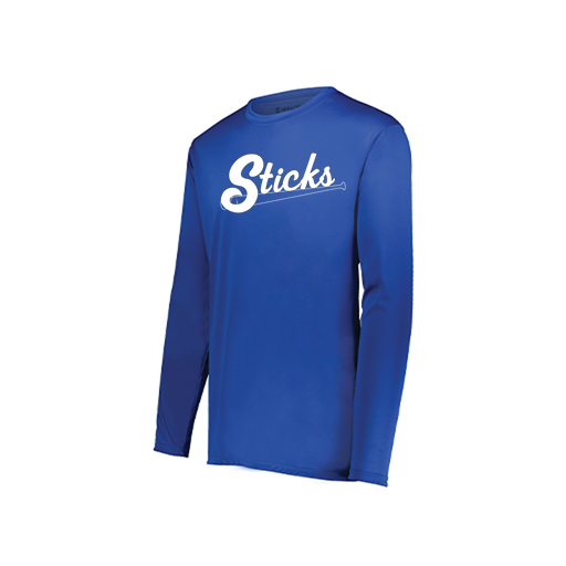 [222823.060.S-LOGO1] Youth LS Smooth Sport Shirt (Youth S, Royal, Logo 1)