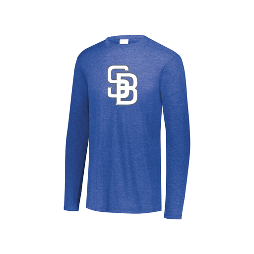 [FTLCUBRY-YS-LOGO2] Decker Youth Tri-Blend T-Shirt - Long Sleeve (Youth S, Royal, Logo 2)