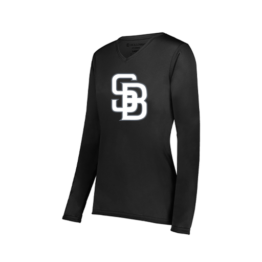 [222824.080.S-LOGO2] Ladies LS Smooth Sport Shirt (Female Adult S, Black, Logo 2)