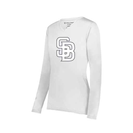 [222824.005.S-LOGO2] Ladies LS Smooth Sport Shirt (Female Adult S, White, Logo 2)