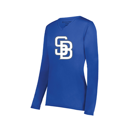 [222824.060.S-LOGO2] Ladies LS Smooth Sport Shirt (Female Adult S, Royal, Logo 2)