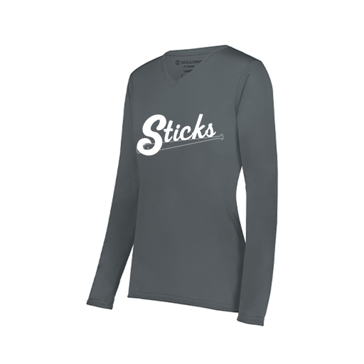 [222824.059.S-LOGO1] Ladies LS Smooth Sport Shirt (Female Adult S, Gray, Logo 1)